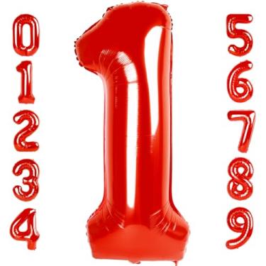Imagem de Red Number Balloon 40 Inch, 1 Balloon 1st Birthday Decorations Boy Girl Baby, Red Party Decorations for 1 10 11 15 16 17 18 21, Spidey and Friends Birthday Decorations