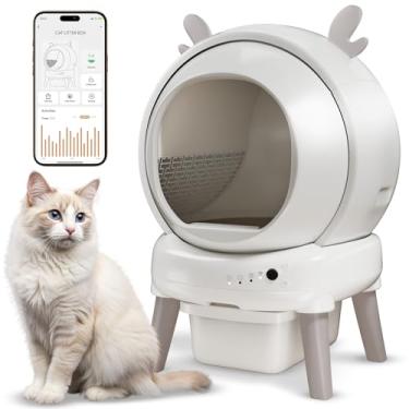 Imagem de Caixa de areia autolimpante, caixa de areia automática com robô de controle de odor para vários gatos, robô de areia inteligente com monitor de aplicativo em tempo real e sensores de segurança, design