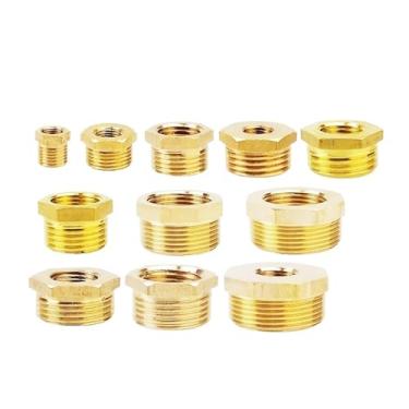 Imagem de Ferramenta de hardware Encaixe de mangueira de latão bucha redutora hexagonal 1/20.3 cm 1/10.2 cm 3/20.3 cm 1/5.1 cm 3/10.2 cm 2.5 cm 3.0 cm 3.8 cm 5.1 cm macho para fêmea acoplador conector adaptador