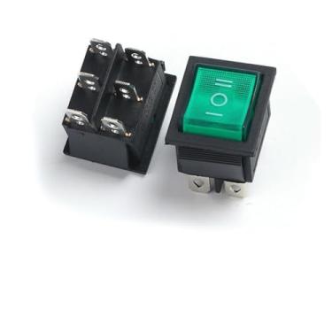 Imagem de 10 peças KCD4 Interruptor tipo de navio interruptor tipo de navio botão liga/desliga placa deformada 4 6 pinos vermelho verde claro 31 x 25 mm 16 A250 V (6 F 3 G G)