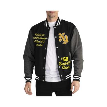 Imagem de Jaqueta De Beisebol Casual Masculina Harajuku Nova York Outono Inverno