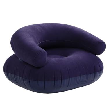 Imagem de AYNEFY Cadeira Inflável para Saco de Feijão, Cadeiras Infláveis, sofá Preguiçoso Dobrável, Cadeira Inflável Portátil para Adultos, Crianças, Terno para Dormitório, Sala de Jogos, Quarto, (Azul escuro)
