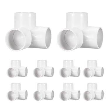 Imagem de DTGN 10 peças de encaixe de PVC de cotovelo de 3 vias, encaixe de tubo de PVC de grau de mobiliário SCH40, conector de cotovelo de canto DIY para móveis de construção, conexão de estrutura de estufa