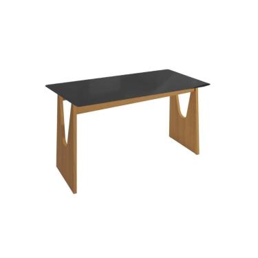 Imagem de Mesa Multiuso Cozinha Mila Premium Madeira Maciça c/ Tampo Madeirado c/ Vidro 120x80cm Carvalho/Preto Fosco - Kappesberg