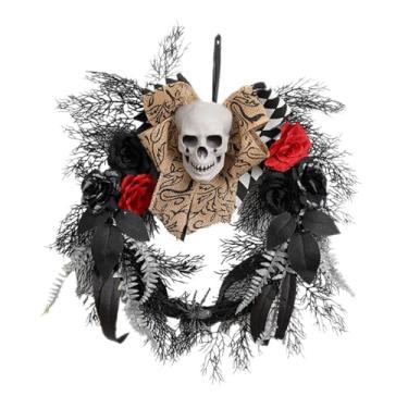 Imagem de Nishiyuenyi Guirlanda Artificial de Halloween para Porta, Decoração Assustadora com Flores.