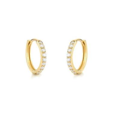 Imagem de Brinco Argola de Ouro e Moissanites grande - Safira, Único