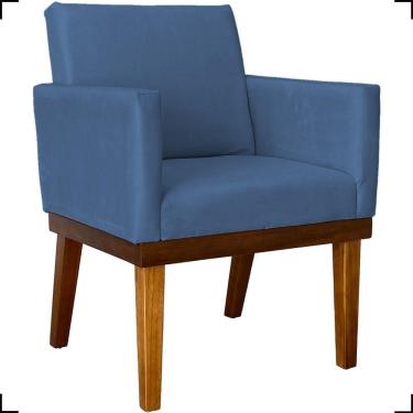 Imagem de Poltrona Decorativa Para Sala Recepção Consultório Escritório Base Em Madeira Divine Suede