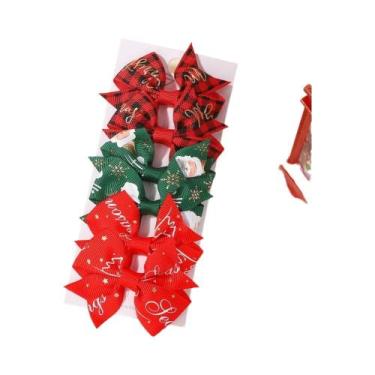 Imagem de Conjunto De Presilhas De Cabelo Com Laços De Fita De Natal Para Crianç