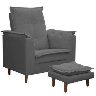 Imagem de Poltrona Maria Para Amamentação E Descanso Com Puff Confortável Suede Cinza Mabe Magazine