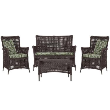 Imagem de Jogo Sofá 2 Poltronas E Mesa Igapó Marrom E5 Trama Original Marrom