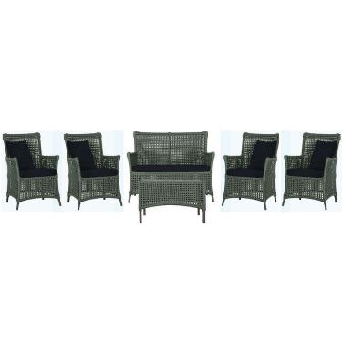 Imagem de Jogo Sofá 4 Poltronas E Mesa Igapó Marrom E12 Trama Original Verde