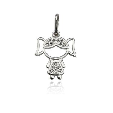 Imagem de Pingente Filhos Cravejados Com Zirconias Prata 925 - Menina