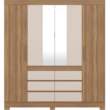 Imagem de Guarda Roupa Casal 04 Portas Com Espelho 66510 Amendola Off White Demo