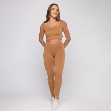 Imagem de Conjunto Legging Fitness Feminina + Cropped Poliamida Bojo-Feminino