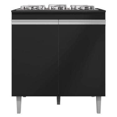 Imagem de Balcao Com Tampo Cooktop 79 Cm 2 Portas Andreia Preto Reajl Preto - RE