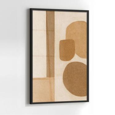 Imagem de Quadro com Moldura e Acrilico Cristal Vidro Abstrato Marrom para Sala,