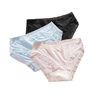 Imagem de Conjunto De 3 Calcinhas Ultra Finas E Respiráveis Em Seda De Gelo Com 