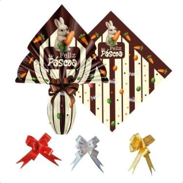 Imagem de Saco Embalagem Ovo Páscoa Prático 25UN com Laços 250 a 350g COR:Marrom
