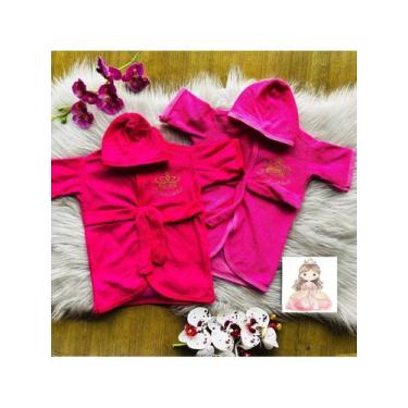 Imagem de Roupão De Banho Bordado Bebe com Capuz Infantil Atoalhado Menina Menin