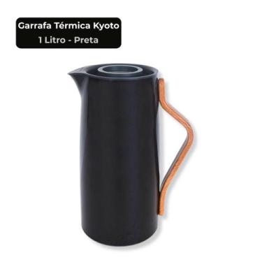 Imagem de Garrafa Térmica Kyoto 1 Litro com Ampola de Vidro e Cabo Bambu Branca 
