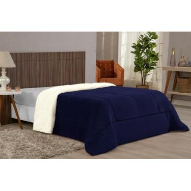 Imagem de Cobertor De Sherpa Grosso E Quente Azul Cama Solteiro - Beatriz Enxova