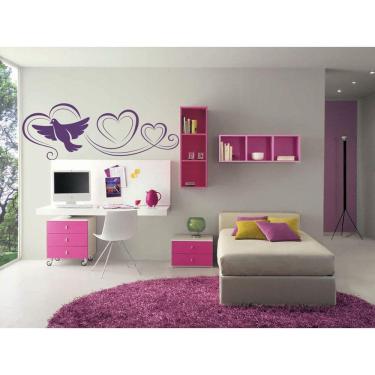 Imagem de Adesivo Decorativo De Parede Pássaros Formando 3 Coração