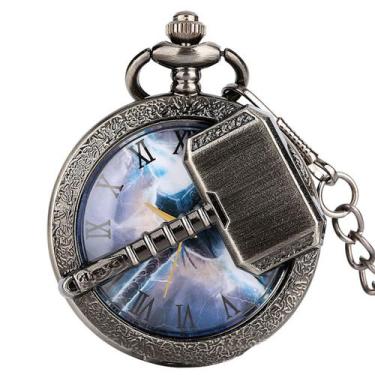 Imagem de Relógio de bolso Thors Hammer Quartz Retro para crianças com corrente 