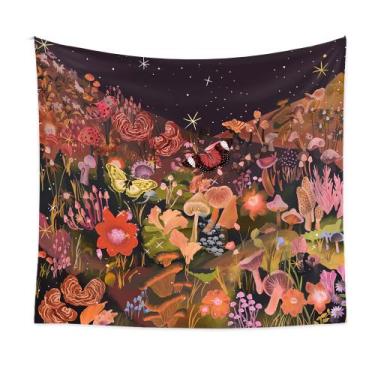 Imagem de Estética de sala de parede de tapeçaria, flores, cogumelos, 150x130cm 