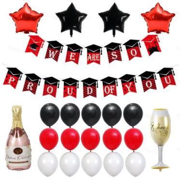 Imagem de Kit de balões para festa de formatura, 37 unidades de balões de látex 