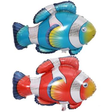 Imagem de Kit de balões de festa Mylar Red Blue Fish 80x53cm, 2 unidades - yiwei