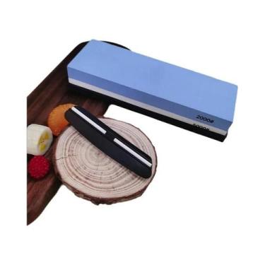 Imagem de Kit Profissional De Pedras De Afiar Facas Com Base De Bambu Antiderrap