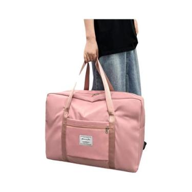 Imagem de Bolsa De Viagem Grande Capacidade Rosa Azul Cinza Com Zíper Portátil P