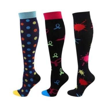 Imagem de Meias De Compressão Para Mulheres E Homens, 3 Pares, Altura Do Joelho,
