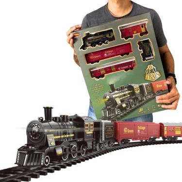Imagem de Trem Eletrico Ferrorama Luz E Som 29 Peças Trenzinho Fumaça - Real Tra