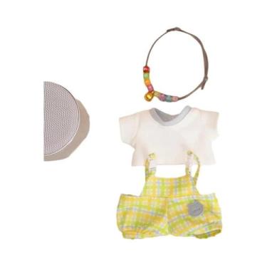 Imagem de Casaco De Pelúcia Colorido Xadrez Labubu Para Bebês, 17cm, Design Chic