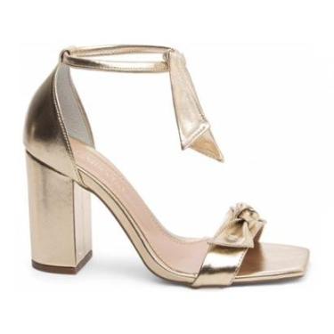 Imagem de Sandália Saltinho Feminino Festa Formatura Dourada 8,5 cm Ouro-Feminino