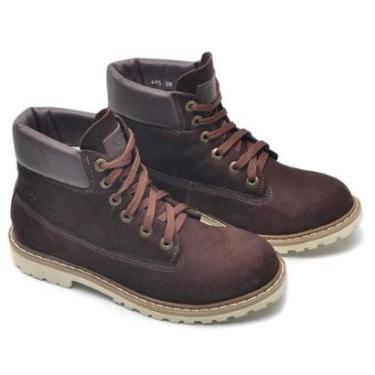 Imagem de Bota Coturno em Couro Casual Masculina Lisa com Cadarço e Sola Borracha Robusta-Masculino