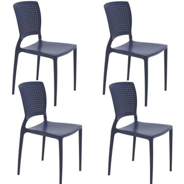 Imagem de Kit 4 Cadeiras Tramontina Safira Em Polipropileno E Fibra De Vidro Azul Yale 92048170