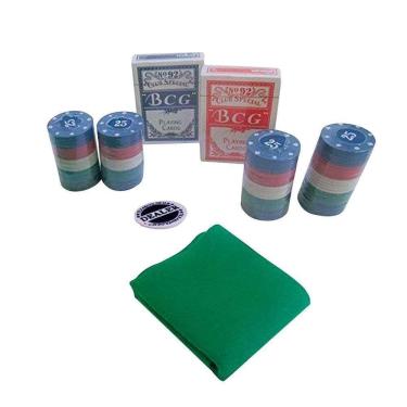 Imagem de Kit De Poker Completo 108 Cartas E 100 Fichas E Toalha De Mesa