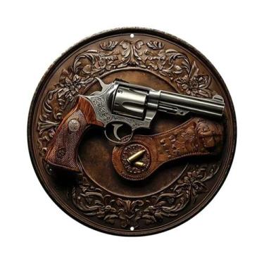 Imagem de Réplica De Revólver E Coldre De Couro Com Textura Metálica Plana 2D, E