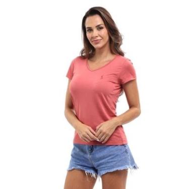 Imagem de Camiseta Feminina Básica Gola V Viscose Dry Manga Curta-Feminino
