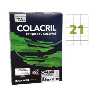 Imagem de Etiqueta Adesiva Colacril A4 CA4360 63,5x38,1mm C/2100