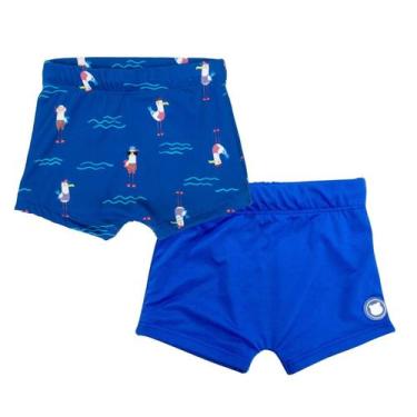 Imagem de Kit 2 Sungas Infantis Com Proteção Solar Uv Lisa E Estampada - Fofotin