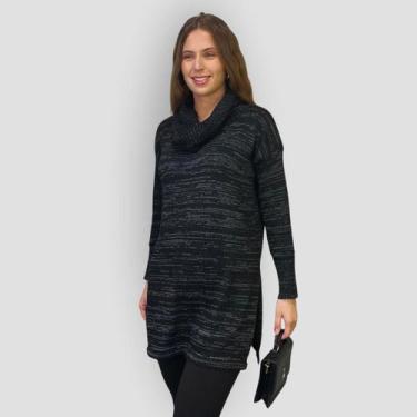 Imagem de Blusa Longa Feminina Gola Alta Estampada Poliéster - EXPOSIÇÃO PAULIST