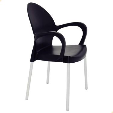 Imagem de Cadeira Tramontina Grace Empilhável Preto em Polipropileno Pés Alumínio 92068/909