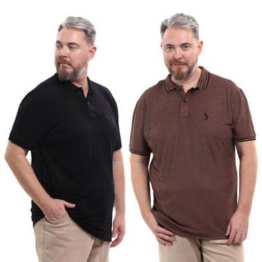 Imagem de Kit 2 Camisa Polo Masculina Plus Size Piquet Viscose Dry-Masculino