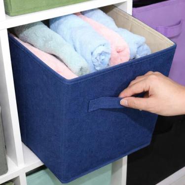 Imagem de Caixa Organizadora Dobrável Quadrada Grande Nicho Estante 33x33x33 Com