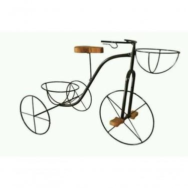Imagem de Suporte Plantas Ferro 2 Vasos Bicicleta Preta 60 Cm Altura - SHOPPINGN