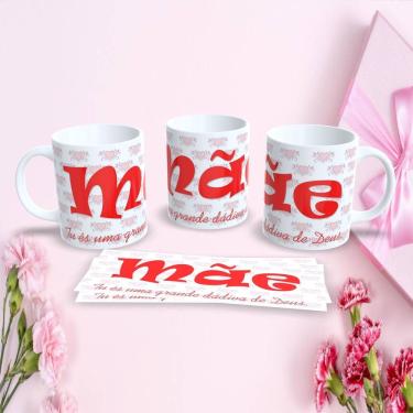 Imagem de Caneca de Porcelana 325ML Mães Estampa 97 para Presente Dia das Mães com Estampa Temática Branco Outras Marcas