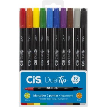 Imagem de Marcador Artístico Cis Dual Tip Brush 10cores - Sertic